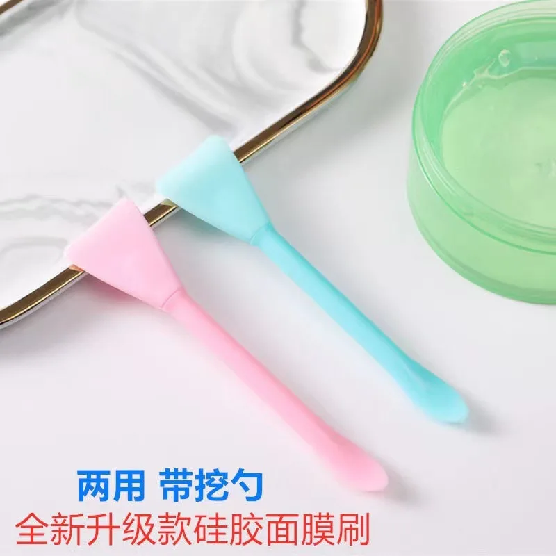 Double Head Dual-use Facial Mask Brush Silicone Facial Mask Stick with Scoop Apply Mud Film Facial Mask Brush Facial Beauty Tool