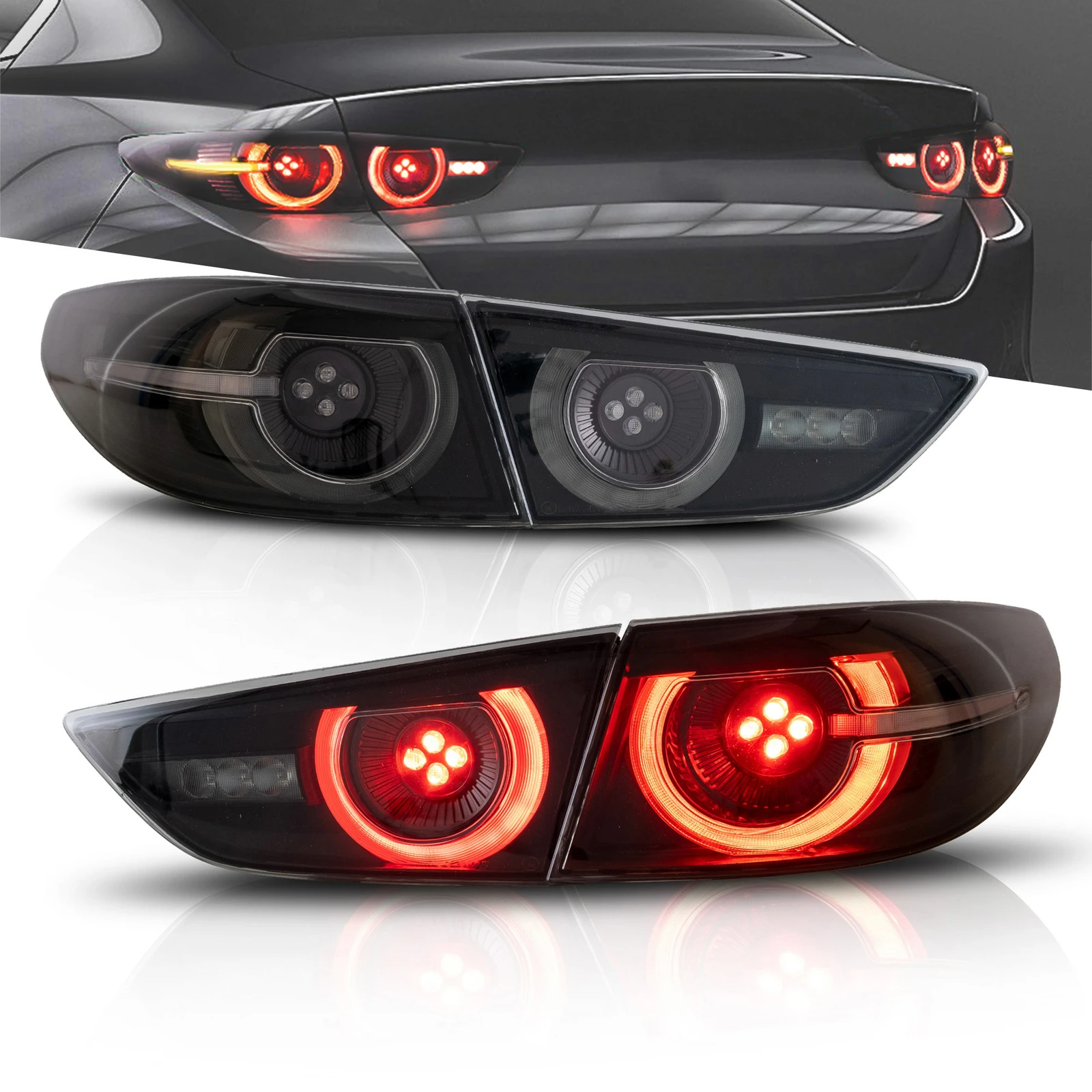 

2Pcs Full LED Turn Signals Tail Lights Assembly for Mazda 3Axela Sedan 2019 2020 2021 Sequential DRL Brake Taillight Rear Lamp