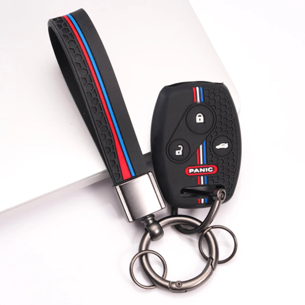 Key Case Cover With Keychain For Honda Civic Accord CR-V HR-V Fit City Jazz Odyssey Pilot Vezel XR-V Comfortable Soft Touch
