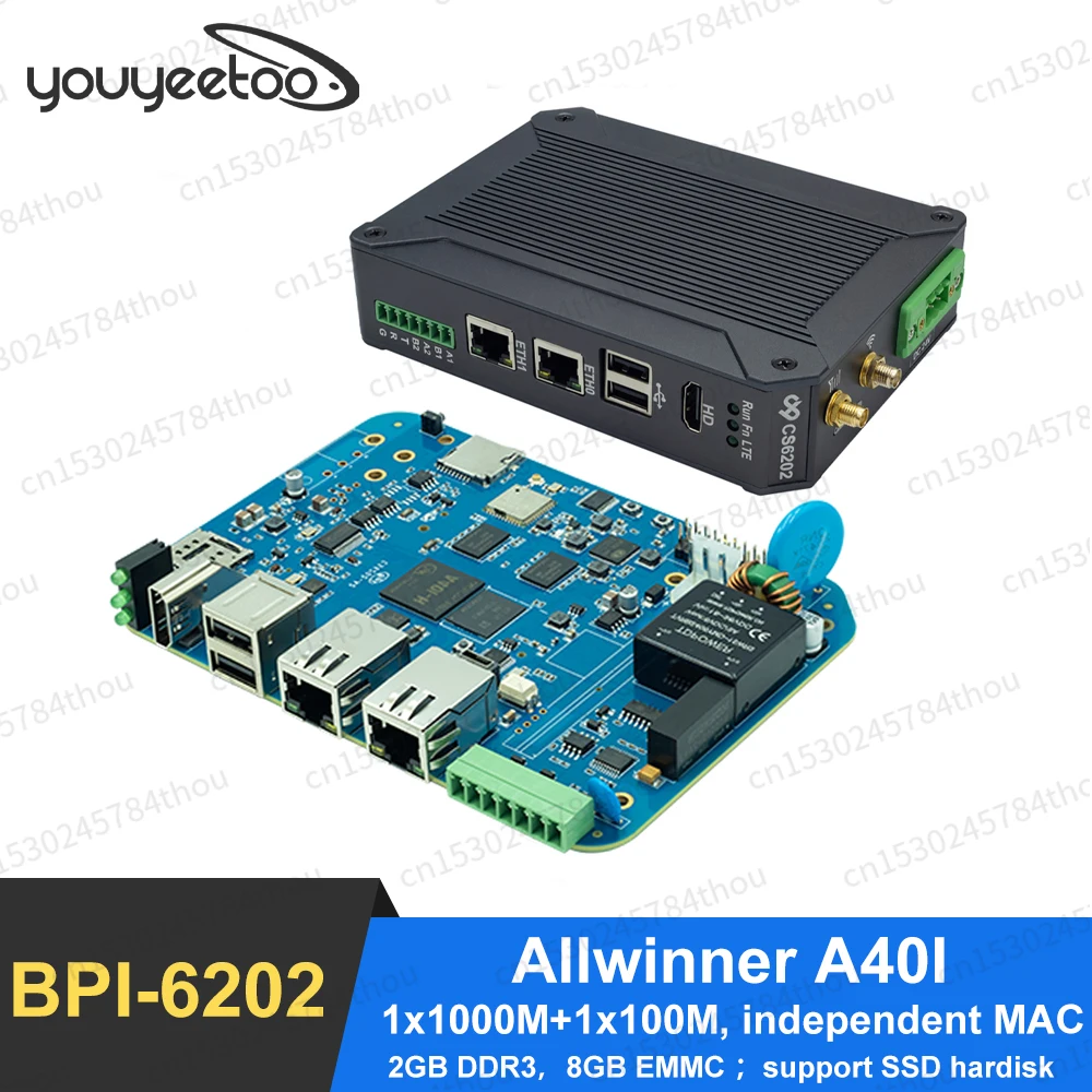 Banana Pi BPI-6202 Embedded single board Allwinner A40I Industrial Personal Computer 2GB DDR3 8GB eMMC Support SSD Hardisk