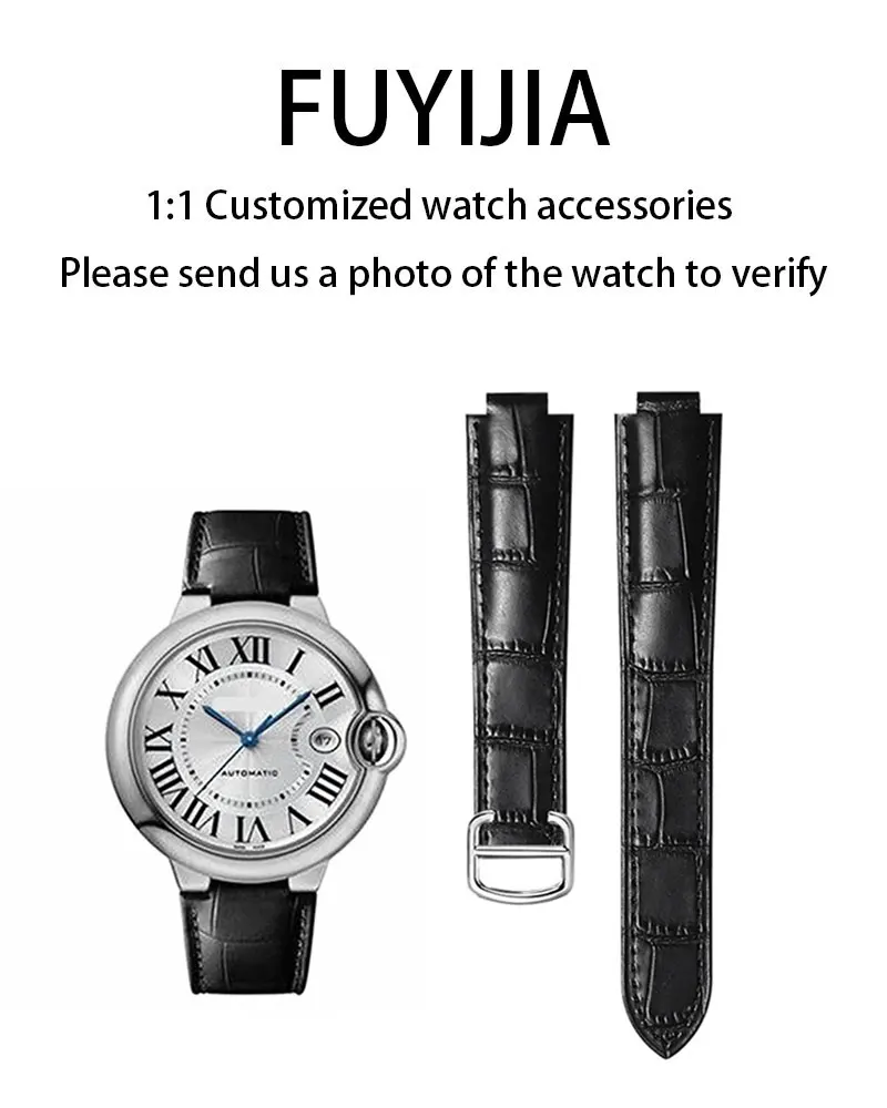 

FUYIJIA Custom BALLON BLEU DE C-ARTIER Original Watchbands Single Tailed Cowhide Strap 20MM 18MM 16MM 14MM Folding Buckle Belt