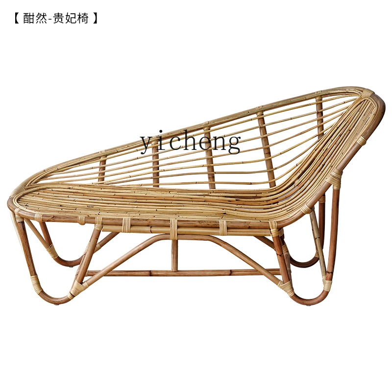 

Tqh Chaise Longue Nordic Retro Domestic Balcony Recliner Simple Rattan a Double Chair Nap Sofa Rattan Chair