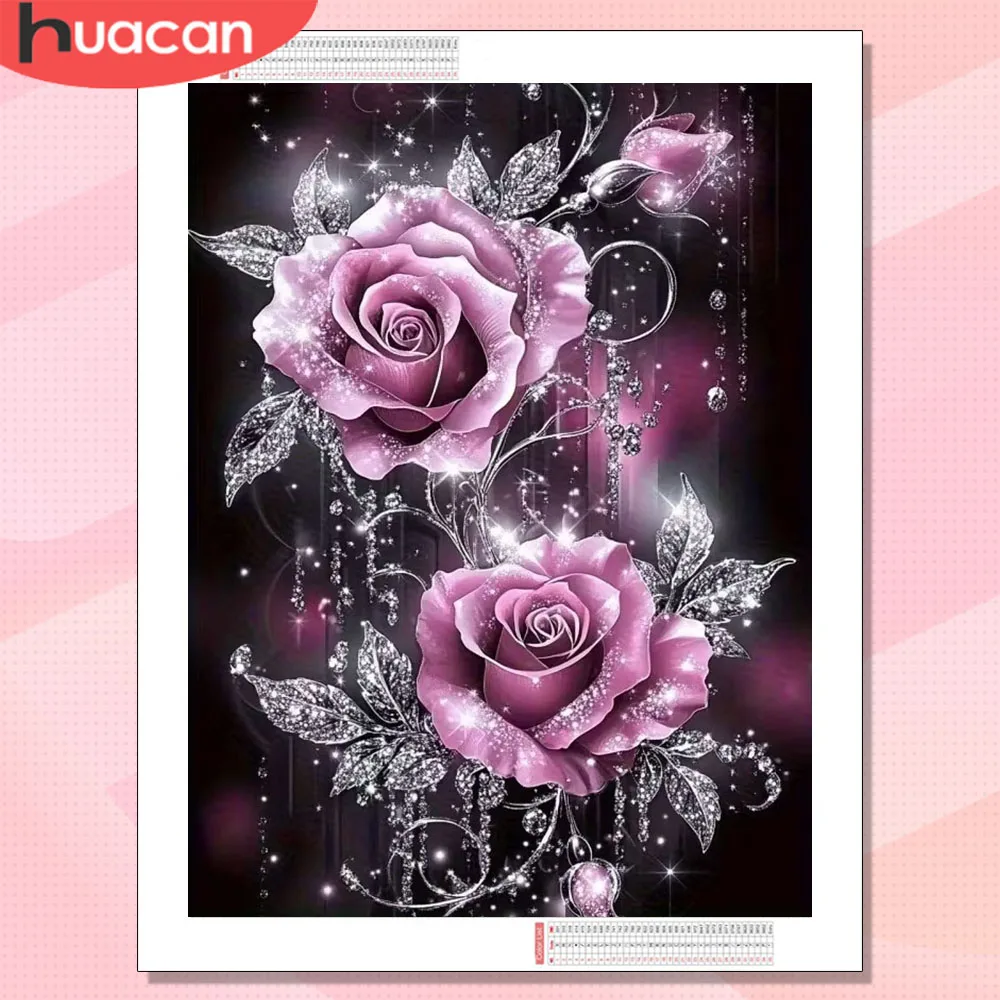 HUACAN Diamantmalerei Angebot Rosen-Blumen Erwachsenen-Bastelset Personalisierte Geschenke DIY Kunst Blumen-Mosaik Heimdekoration