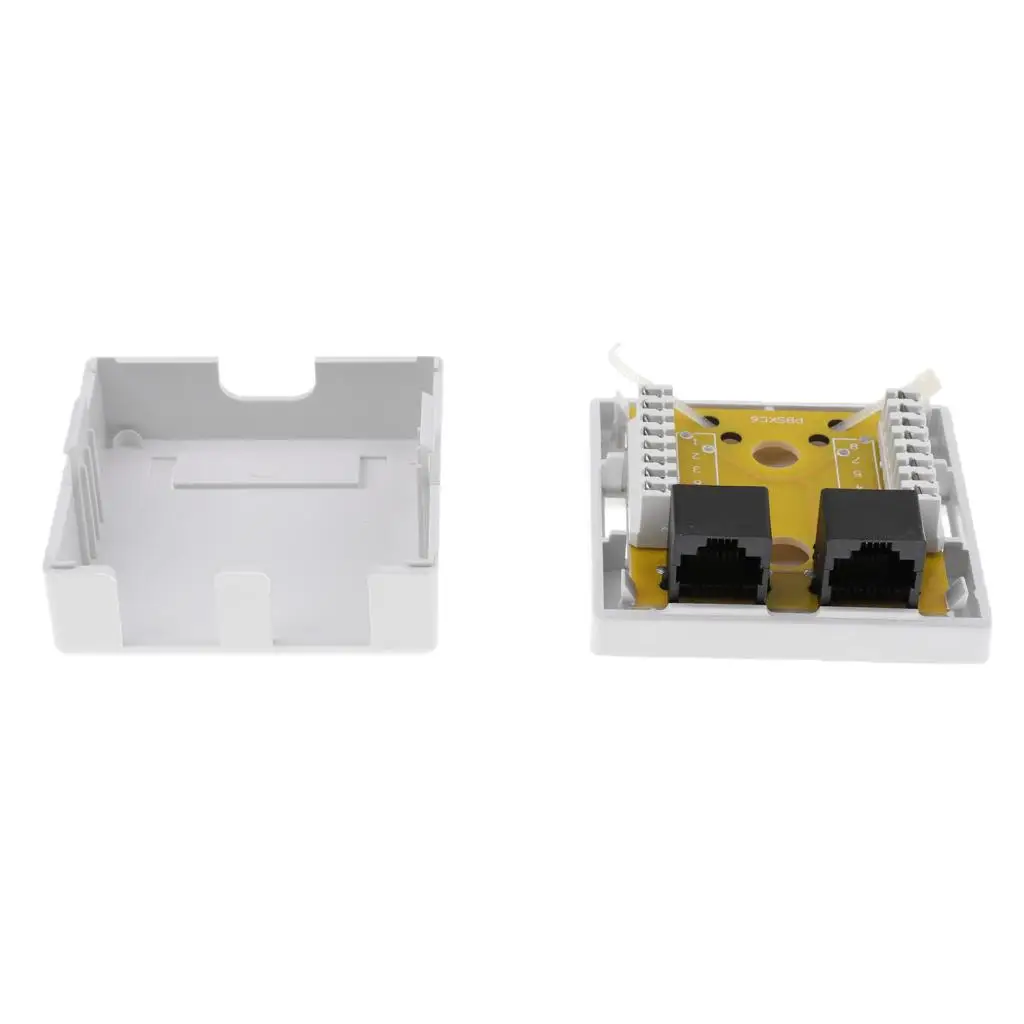 2-port Keystone Jack Surface Mount Box Cat6 ABS Plastic Adapter for Home Office Ethernet Network