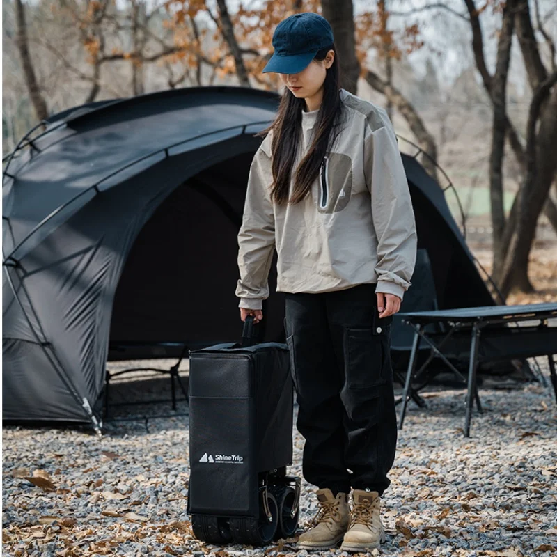 Outdoor Camping Trolley ShineTrip Foldable 200L Large-capacity Steel Pipe Bracket Picnic Camp Car Push-pull Integrated Trolley