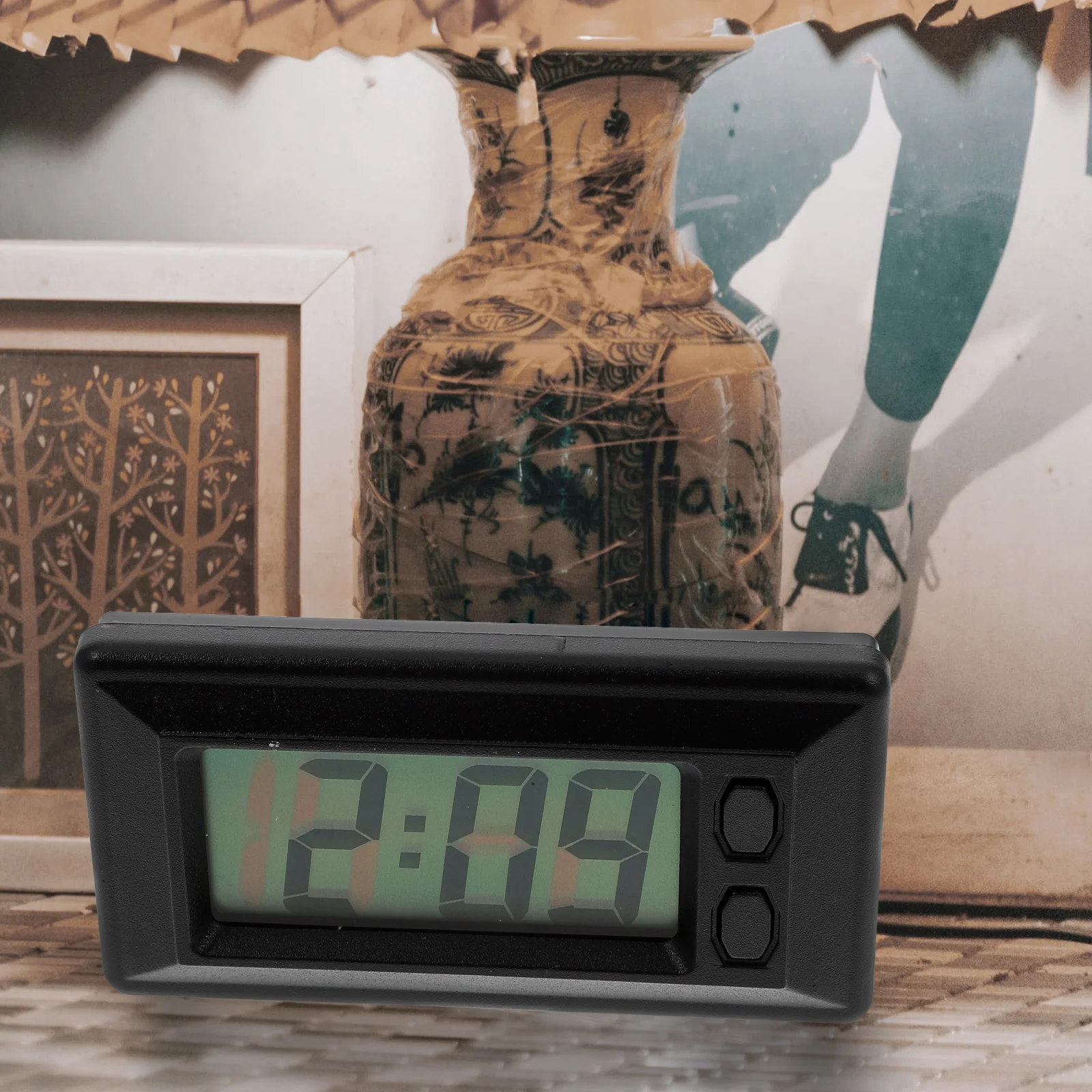 

Electronic Clock Mini Digital Clock Car Dashboard Tiny Alarm Plastic Travel Home Office Use Ultra Thin