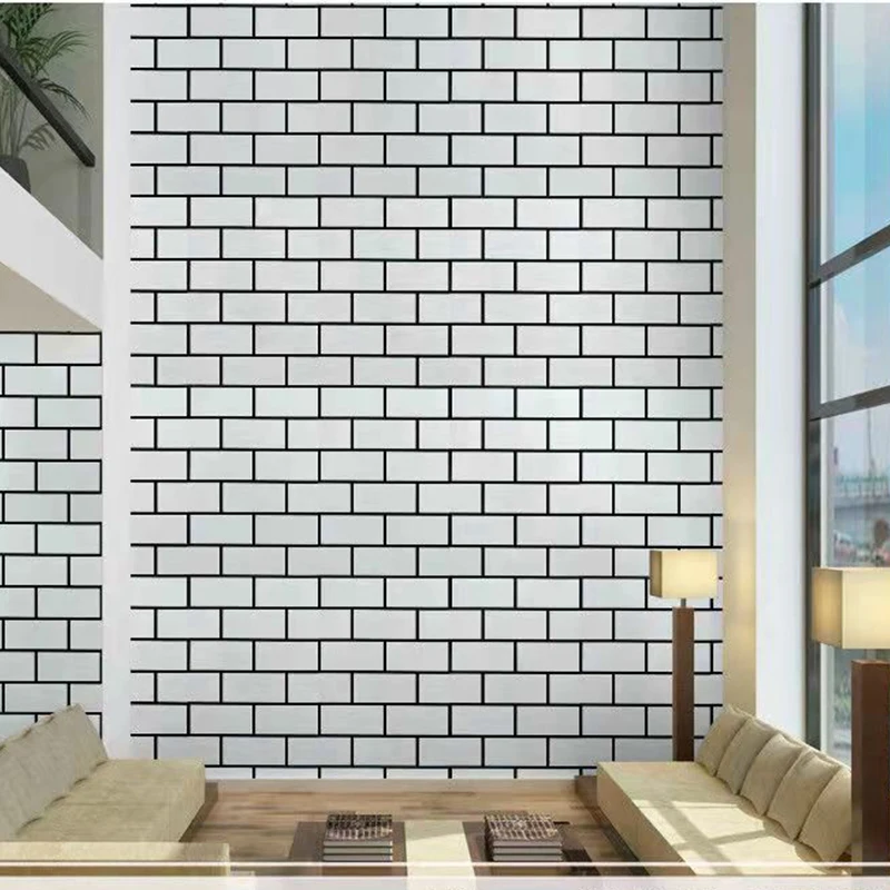 Papel tapiz autoadhesivo con patrón de ladrillo, pegatinas de pared impermeables de pelar y pegar, decoración de pared de fondo de restaurante,