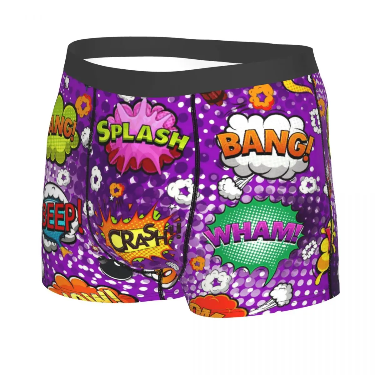 Custom Colorful Comic Book Speech Bubbles Underwear Men Sexy Printed Boxer Briefs Shorts Panties Soft Underpants