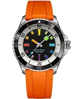 Luxury Automatic Watch Men Mechanical Watches Stainless Steel Blue Orange Rubber Sapphire Ceramic 44mm