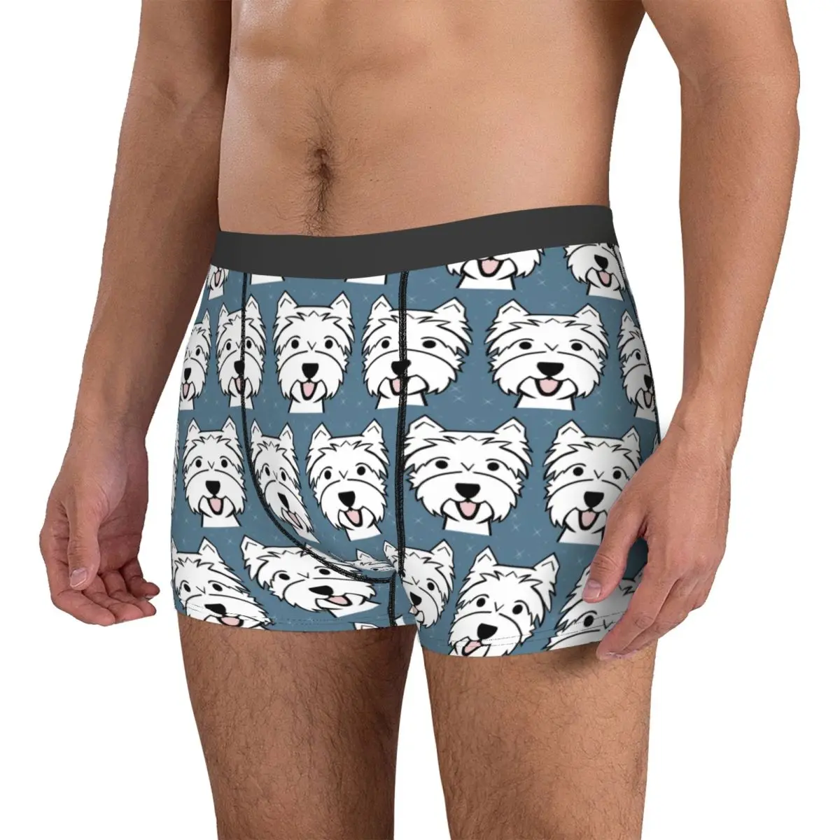 Boxer Onderbroek Shorts West Highland Terrier Westies Westie Honden Blauw Slipje heren Ondergoed voor Homme Man Vriendje Geschenken