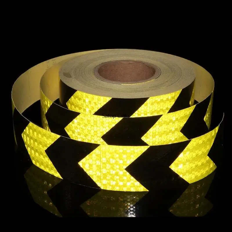 5cmX10m Arrow Reflective Tapes Waterproof Strips Warning Caution Safety Road Film Reflector Stickers For Car Bike Trucks Trailer