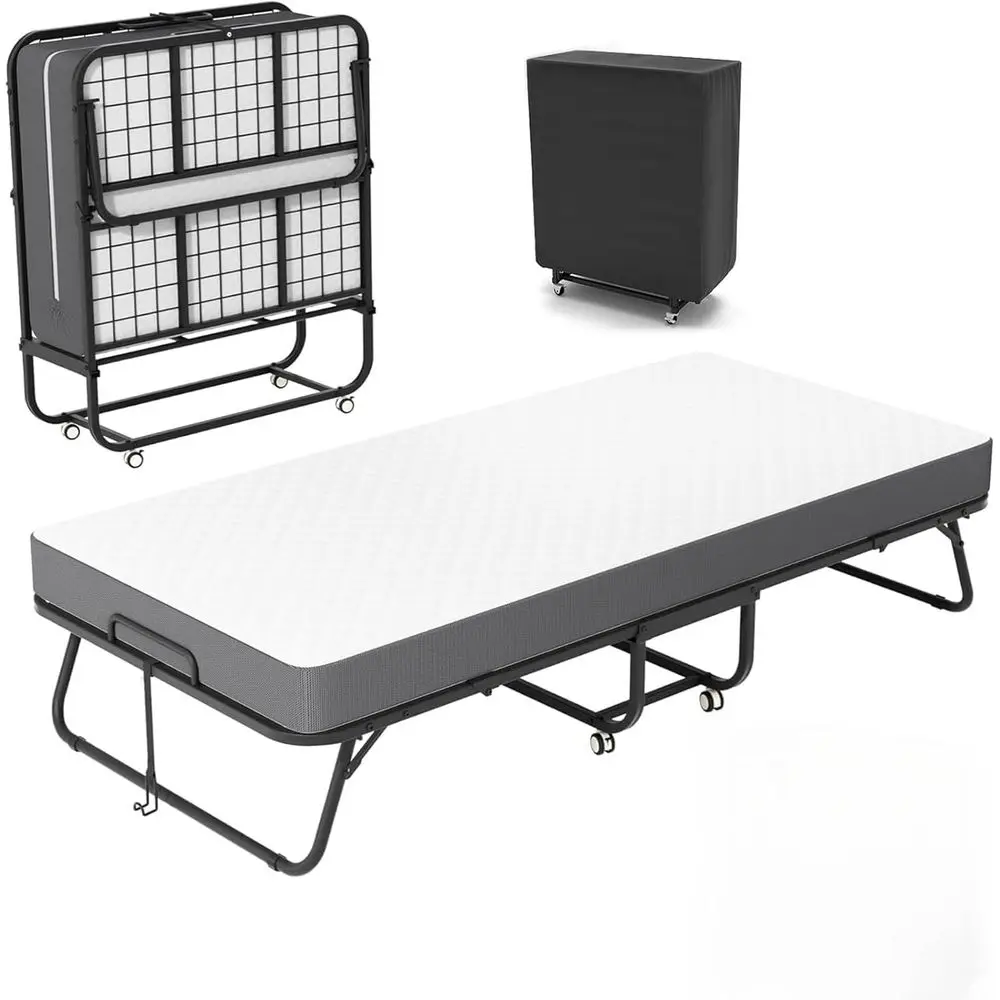 

75x31 Adult Portable Rollaway Bed with Memory Foam Mattress, Easy Storage
