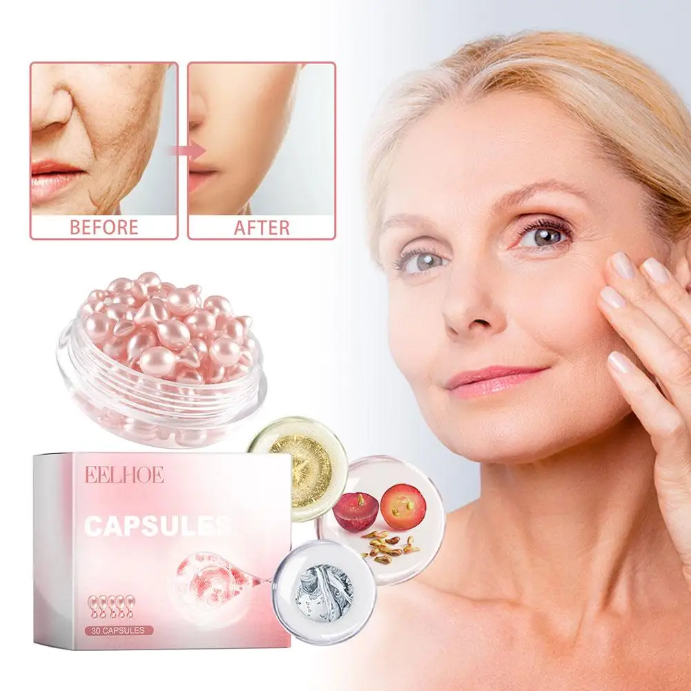 30 Stuks Collageen Gezichtscapsules Essence Krimpen Poriën Acne Verwijderaar Whitening Helderder Anti-Rimpel Huidverzorging Serum Nieuw