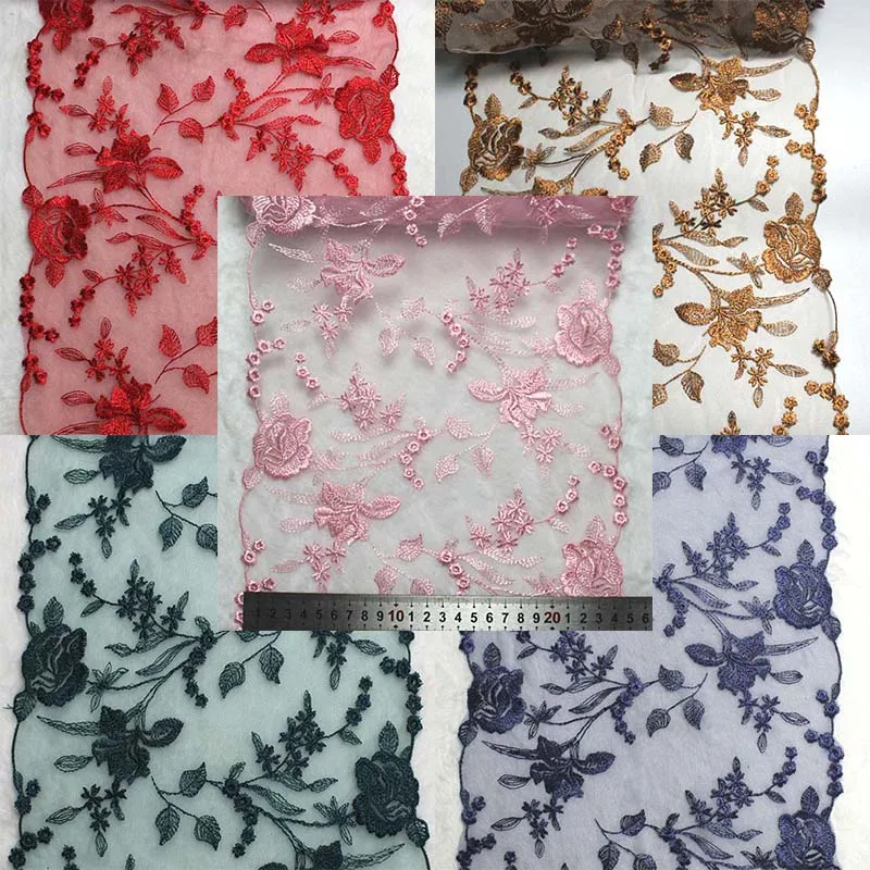 20Yards Exquisite Floral Double-Sided Mesh Embroidery Lace, DIY Handmade Lingerie Accessories, Bra Skirt Lace