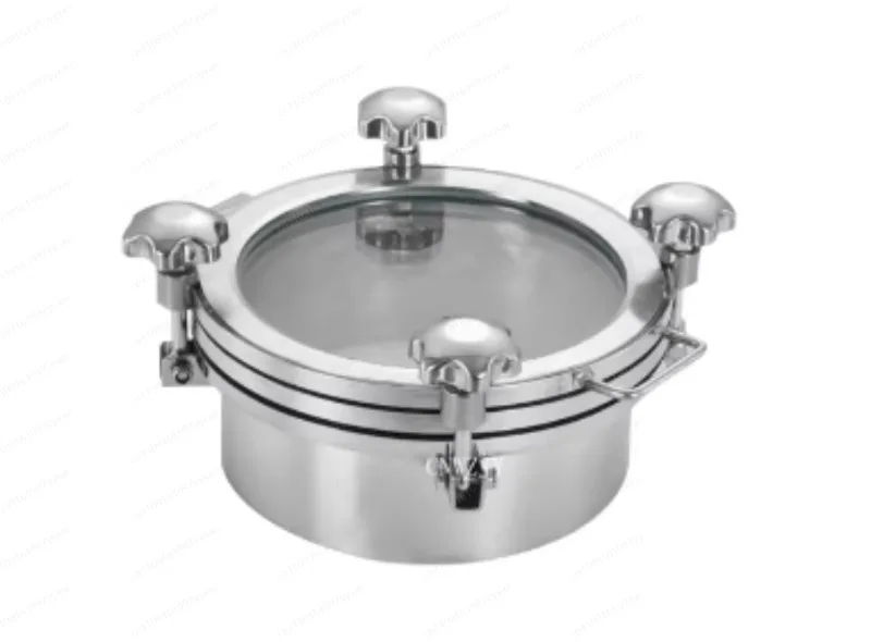 304 stainless steel pressure manhole cover large glass, sanitary grade with sight glass flange hand hole welding thickened