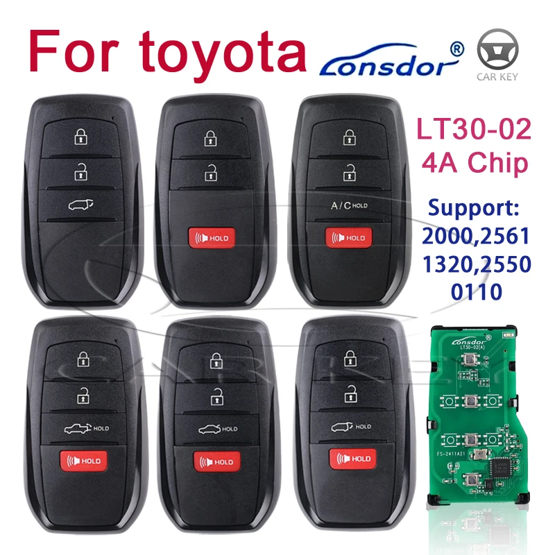 Smart Remote Car Key Lonsdor For Toyota Corolla Levin Allion Camry KH100+ K518 Support 2000 2561 0110 1320 2550 T30-02 4A Chip