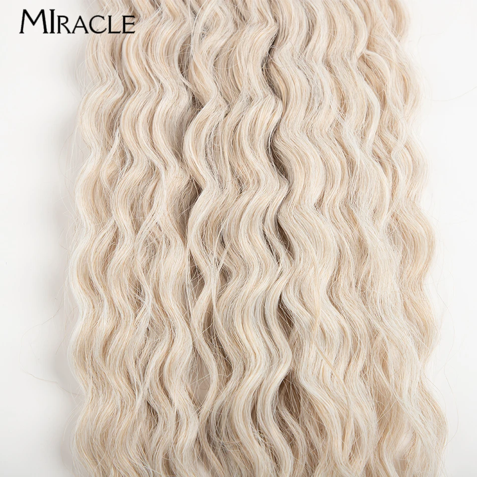 MIRACLE Synthetc-extensiones de ganchillo de fibra para mujer, pelo trenzado suave, resistente al calor, pelo falso, Cosplay, Rubio, 22 pulgadas