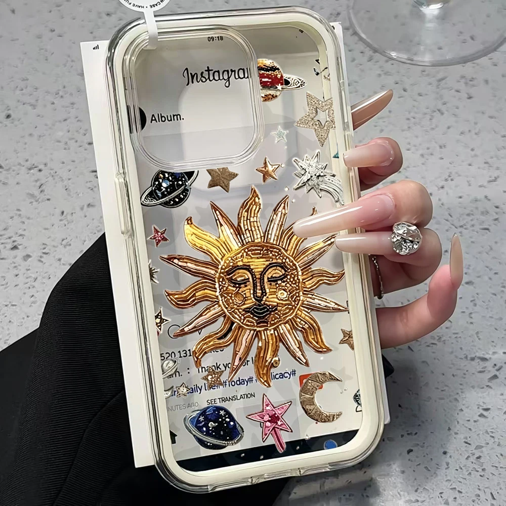 Luxuriöse Mond-Sternen-Transparente Handyhülle für Samsung Galaxy S26 Ultra S25 S24 Edge S22 S23 Plus FE A57 A54 A55 A53 A16 A15 4G 5G Cover – Detail 4