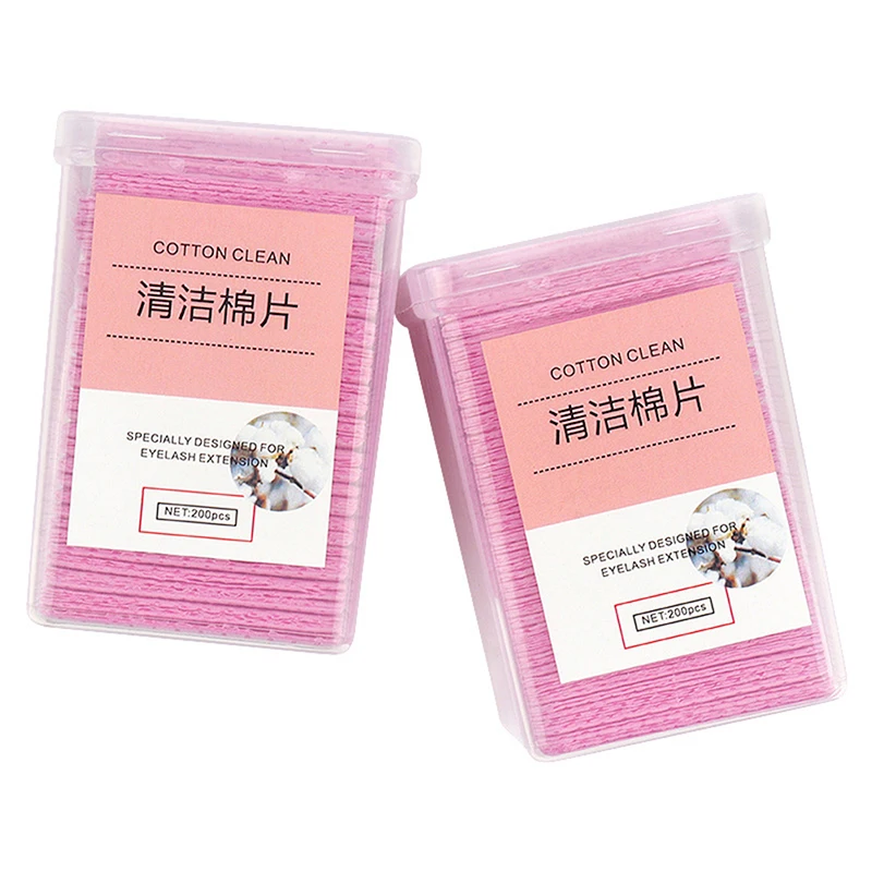 200Pcs Nail Tips Polish Remover Cleaner Cotton Sheet Lint-Free Eyelash Glue Remover Cotton Wipes UV Gel Makeup Clean Pads~
