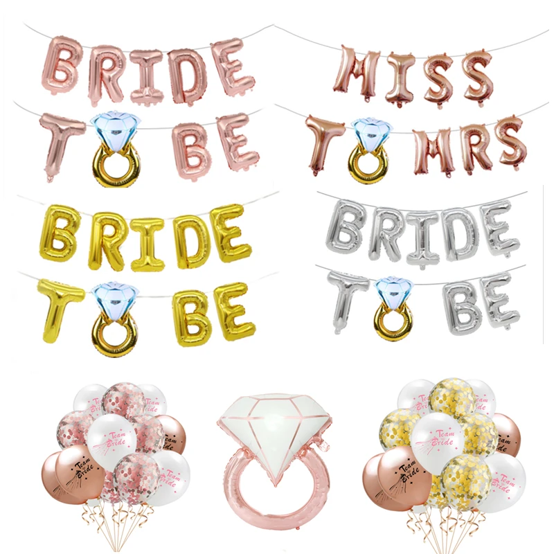 Balony Bride To Be Rose Gold Letters Foil Balloon Team Dekoracje ślubne Bachelorette Party Supplies