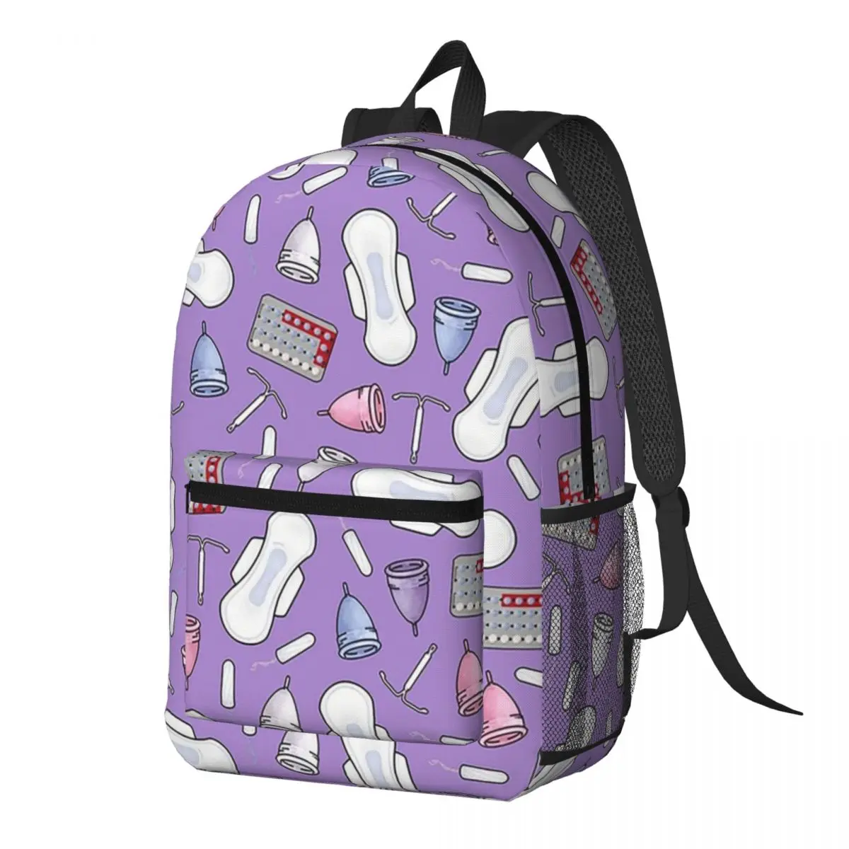 Period Protection, PMS Ready In Purple Backpack Daypack Large Capacity Boys Girls BookBag School Bag Shoulder Bags for Men Women