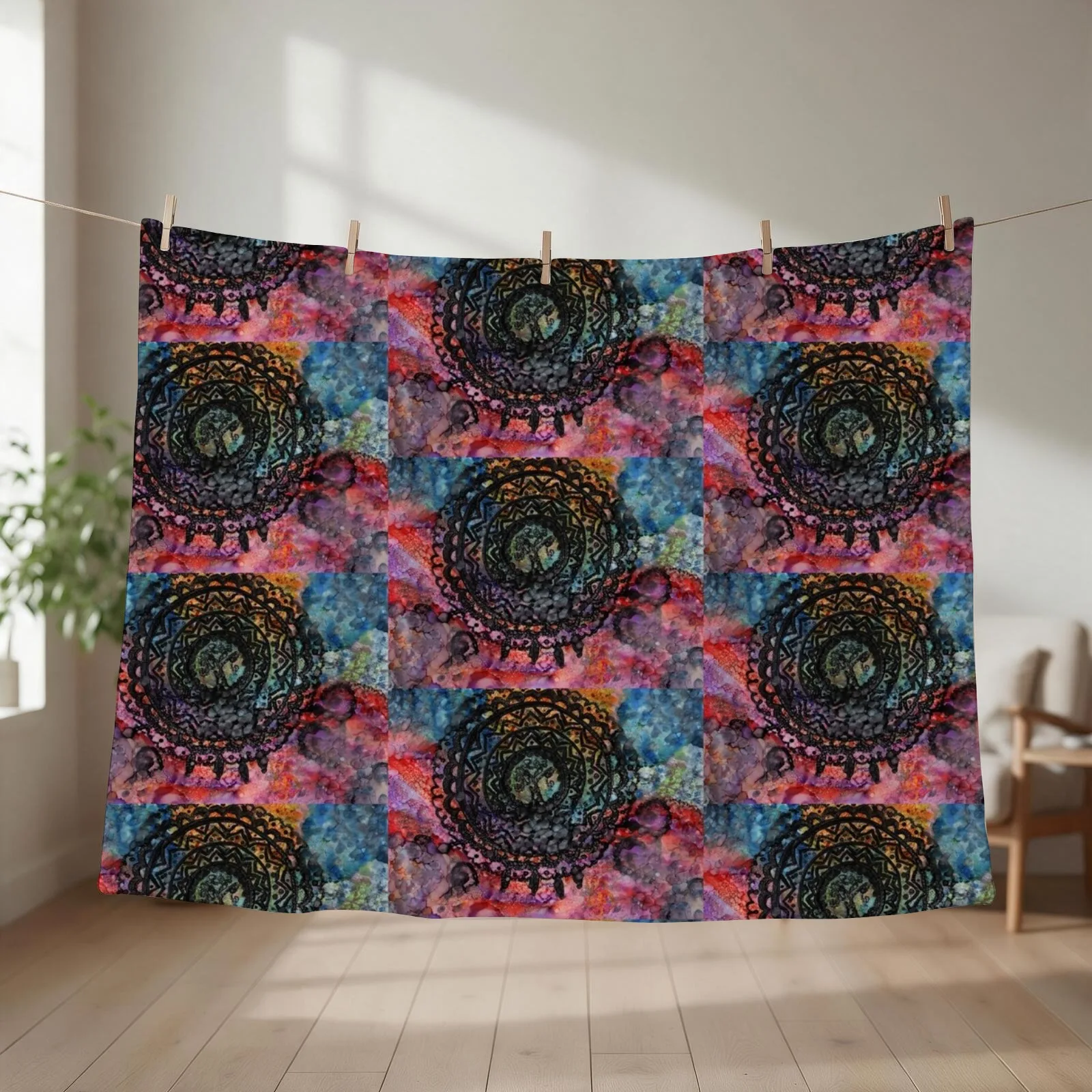 New Bohemian Mandala Throw Blanket couch cozy soft plush fuzzy picnic outdoor blanket