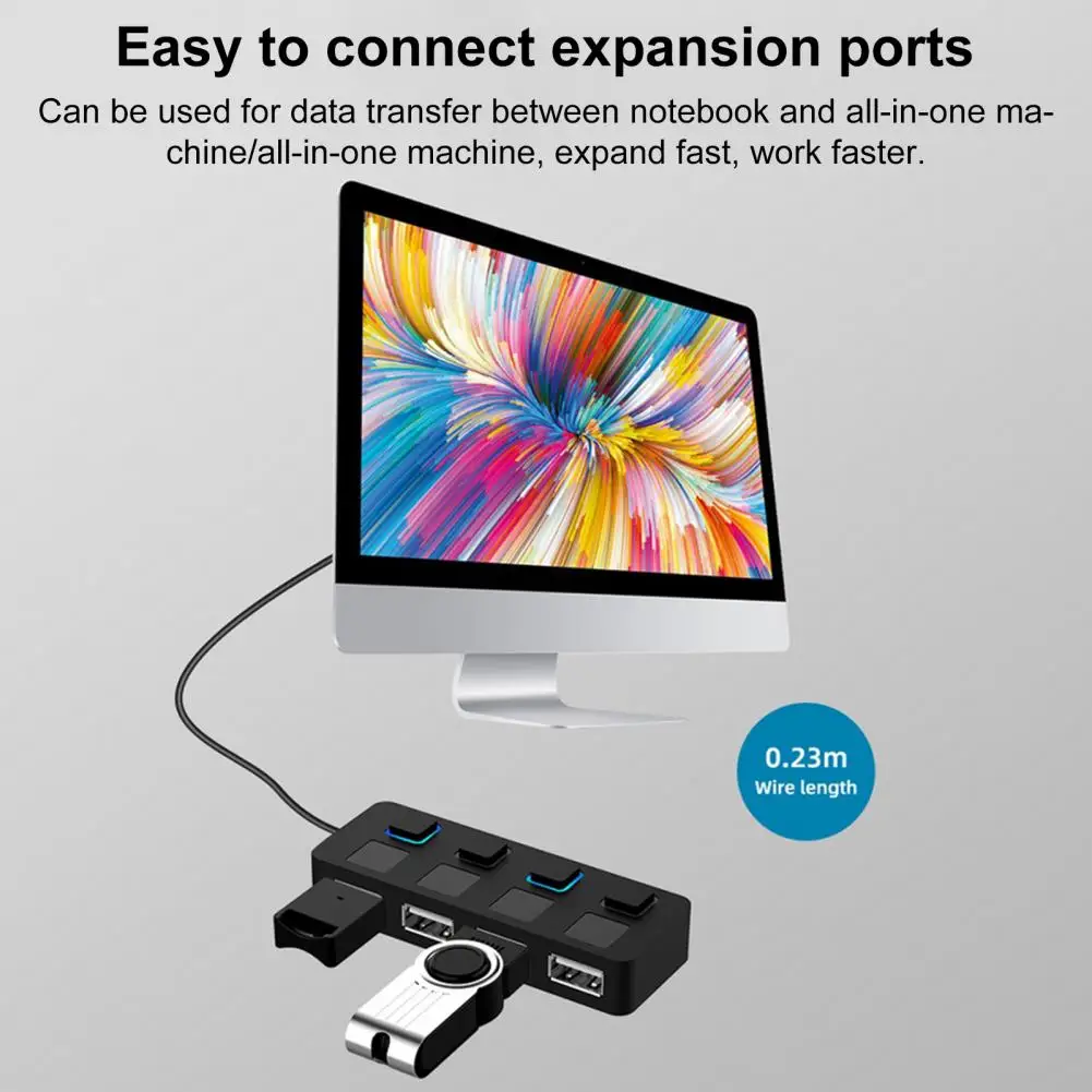 Hub usb 4 portas 4 portas usb 2.0 hub expansor com adaptador de alimentação para computador portátil multi divisor para windows estender disco rígido