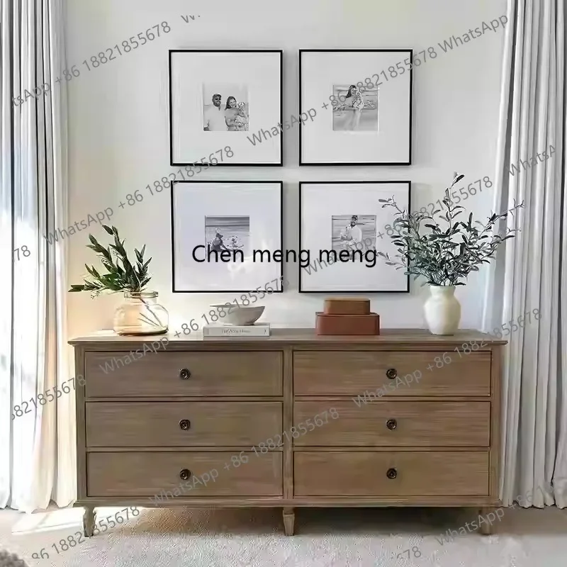 

American retro bedroom solid wood small apartment living room wall drawer locker aisle storage side cabinet