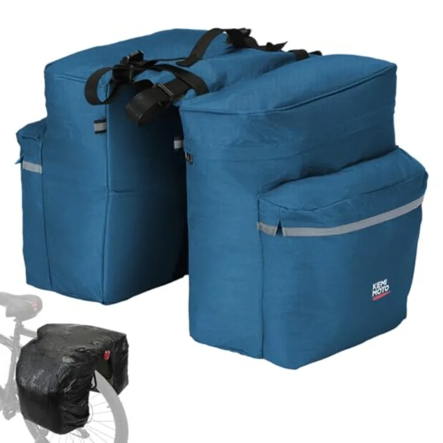 

Bike Bag Panniers with Rain Cover 34L Waterproof Bicycle Saddle Bag for Rear Rack Mountain Biking Bags Storage Ebike Accessorie