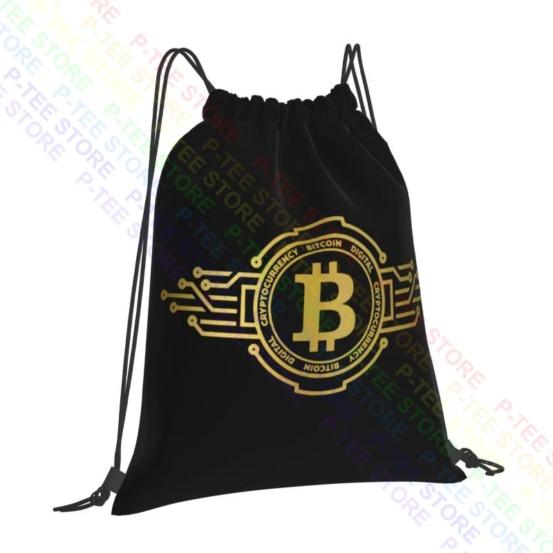 Bitcoin Crypto Currency Traders Gold Coin Drawstring Bags Gym Bag Gym Shoe Bag Sports Bag Outdoor Running