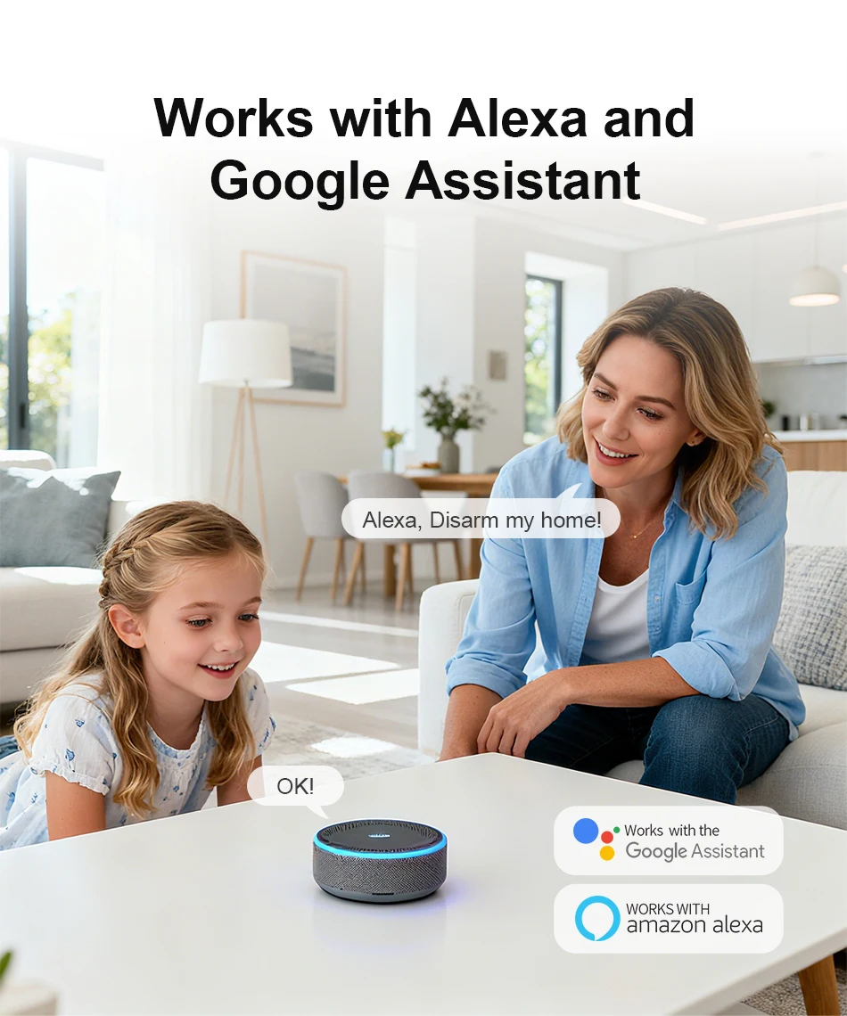 2.4G WIFI Smart GSM Alarm System Work with TUYA Smart Life Security Protection For Home with PIR Wireless Solar Siren Alexa