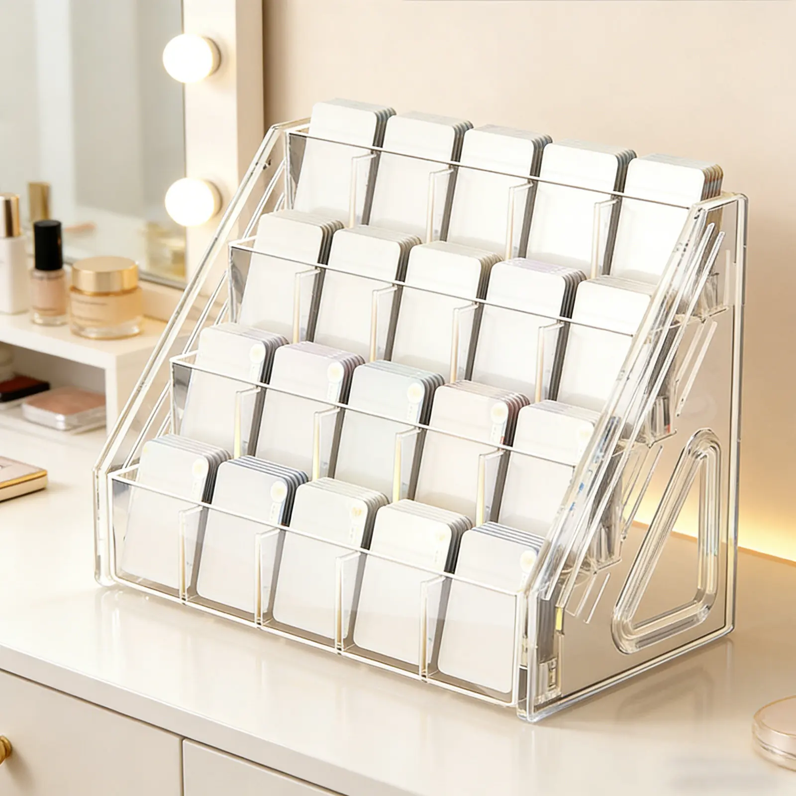 5 Tier Acrylic Transparent Card Holder Desktop Organizer for Business Business Card Postcard Display Rack Office Storage