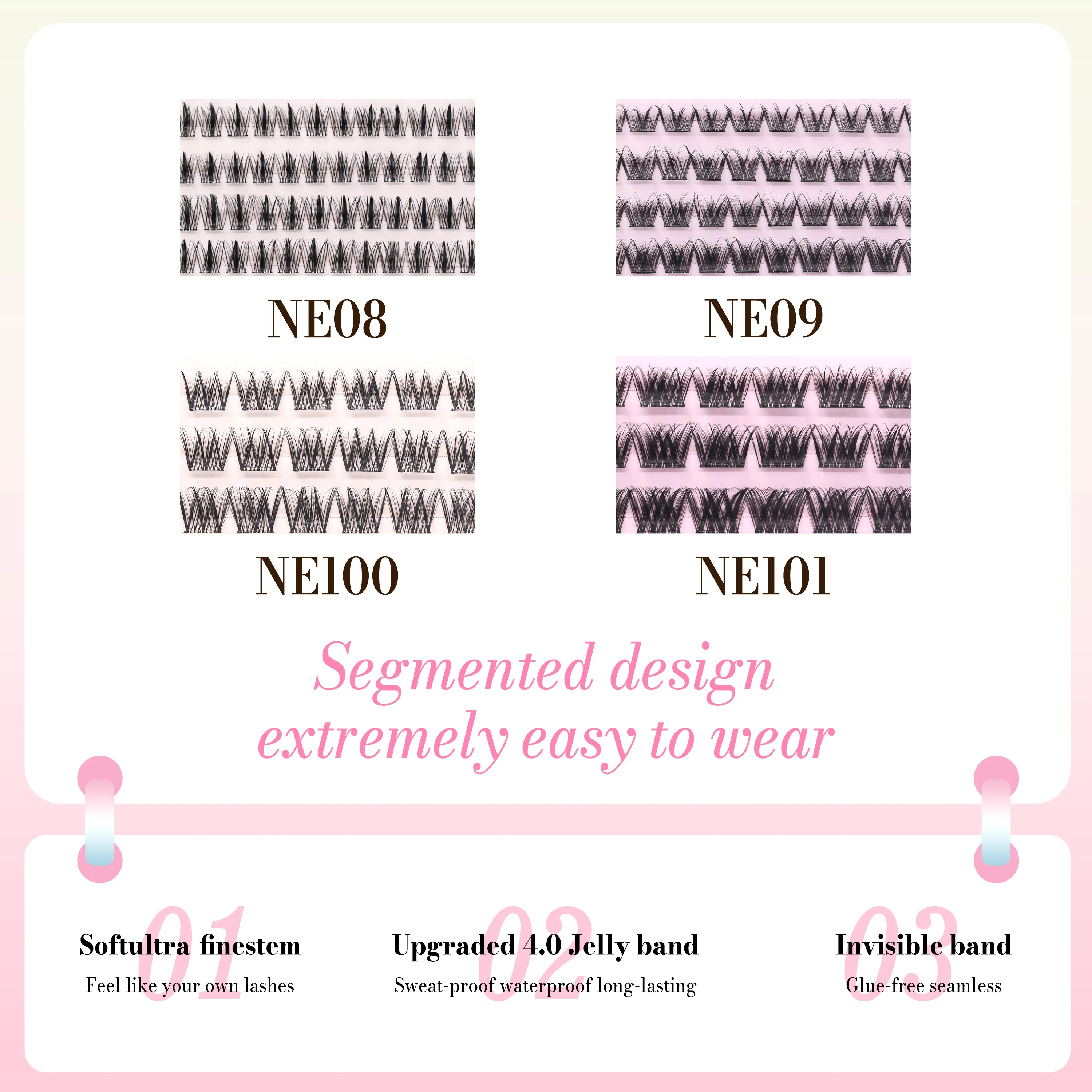 30/72 Cluster New Packing Natural And Long Style Glue Free Self Adhesive Eyelash Extension Reusable Beginner-friendly Makeup