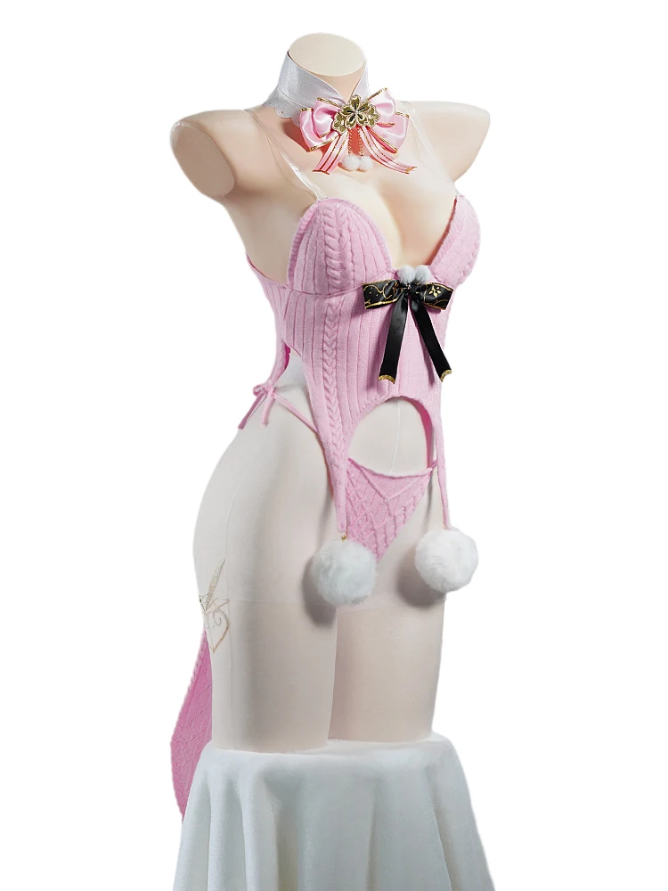 Anime Azur Lane Owari Cosplay Costume Owari Bunny Suit Dress Owari Pink Sweater Dishwasher Design Anime Cosplay