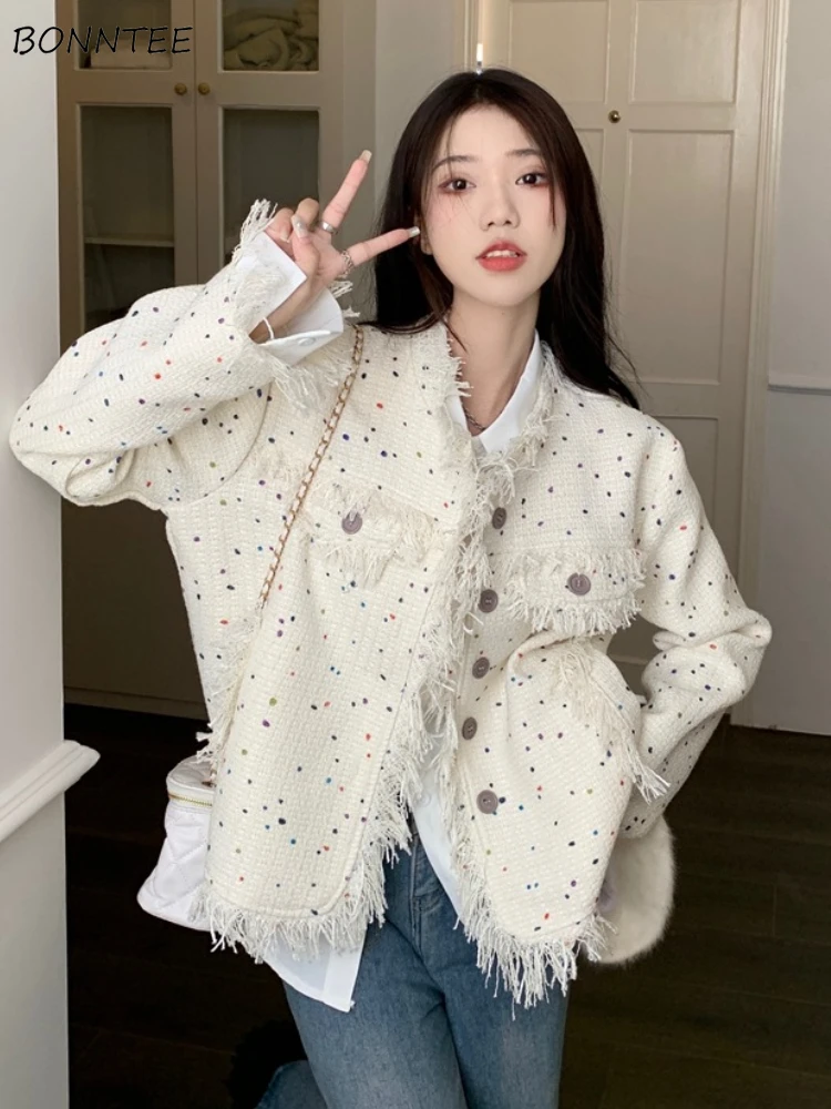 

Куртки с кисточками, женское осеннее пальто, утепленная нежная универсальная верхняя одежда, уличная корейская модная уличная одежда Y2k Aesthetic