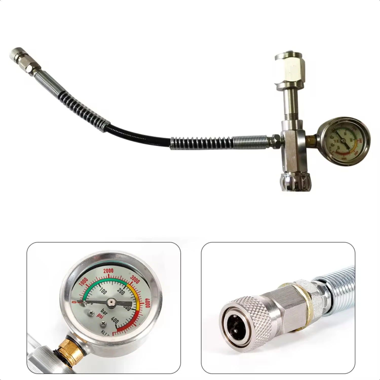 4500PSI Pressure Gauge SCBA Fitting Refill Charging Adapter & 60cm Hose