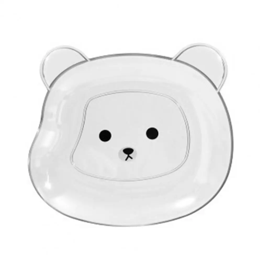 Kitchen Snack Plate Cute Bear Round Edges Plastic Space Saving Fruit Dish Kitchen Tableware