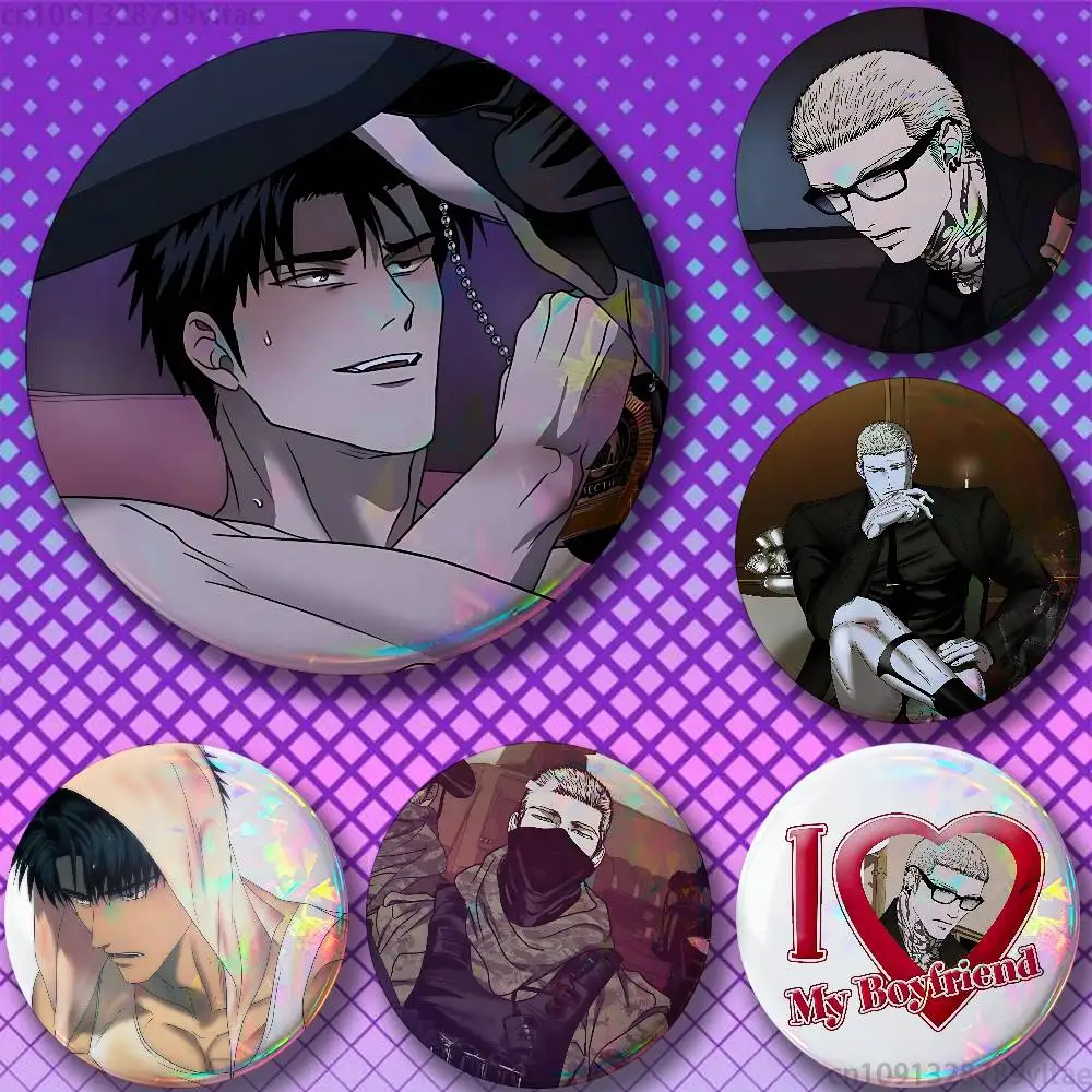 

S-ShutlineS Jake Gillan Moon Shingun 58mm Badge Brooches on Backpack Clothes Handmade Round Enamel Pins for Jewelry