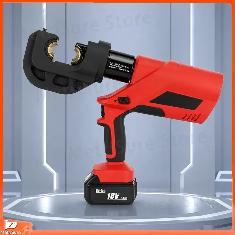 18V Cordless Hydraulic Crimping Tool Battery Powered Cable Lug Terminal Crimper Plier Set 10-400mm2 Wire Compression Punch