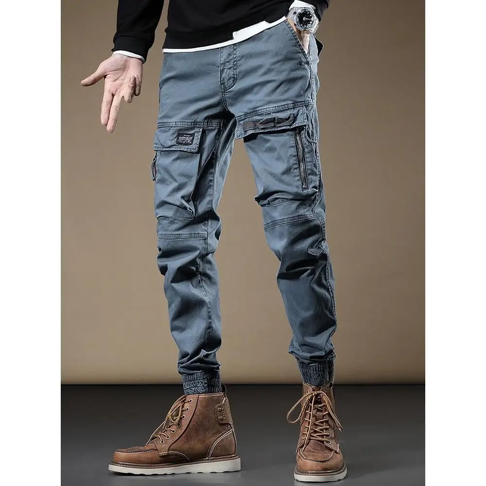 New arrive men’s light luxury cargo pants,multi-pockets harem pants,outdoors sports tactical pants,slim-fit casual jeans pants;
