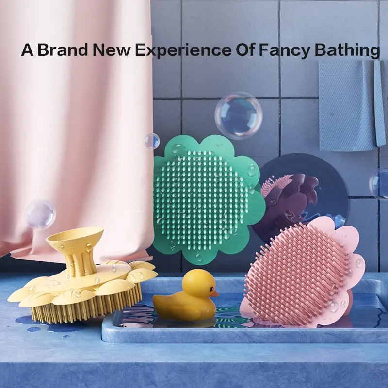 Silicone Shampoo Brush for Baby Infant Bathing Soft Silicone Boys Kids Shower Brush Head Hair Washing Massage Brushes Wipe Comb