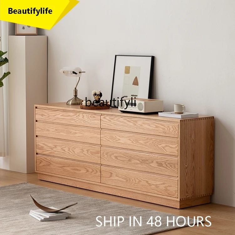 

North American black walnut log pure solid wood locker Nordic simple bedroom living room storage drawer side cabinet AA