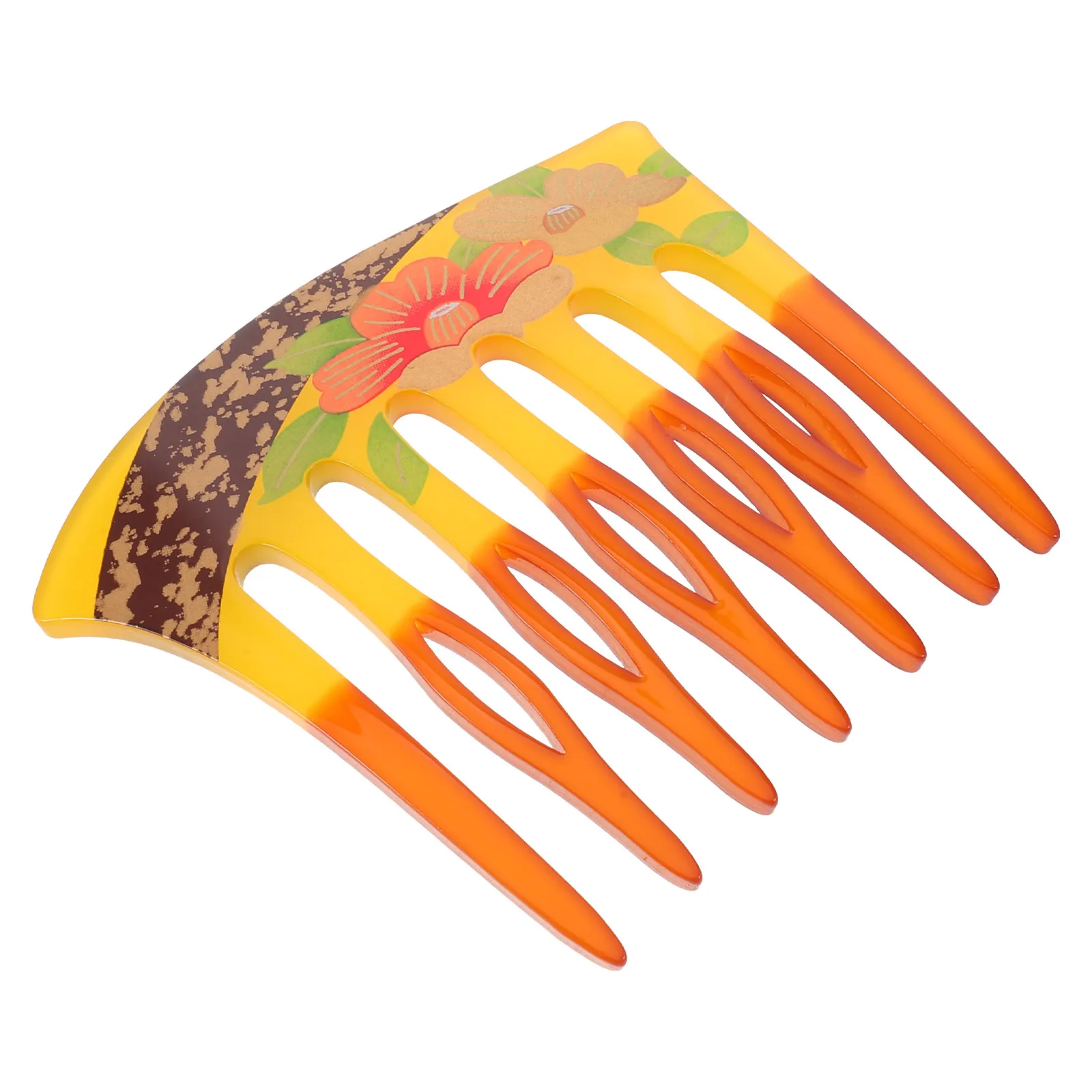 

French Hair Side Comb -Tooth U Shaped Floral Printed Acrylic Hairpin Retro Updo Twist Comb Wedding Birthday Styling