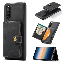 JEEHOOD For SONY Xperia 10 III/Xperia 1 III/Xperia 5 III Patent Design Wallet Case Detachable Leather Magnetic Sleeve Cover Case