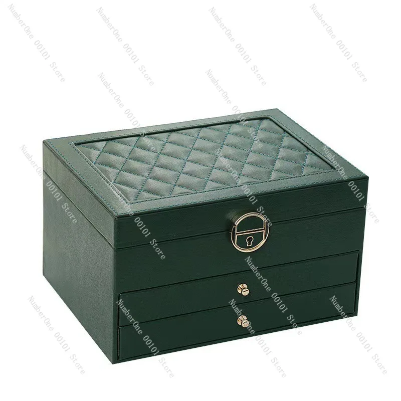 Multi-layer large-capacity jewelry box, desktop drawer jewelry storage box, ring stud earrings and necklaces divided storage