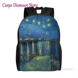 Starry Night-mochila de viaje sobre el Rhone para hombre y mujer, morral escolar para ordenador portátil, bolsas de día para estudiantes universitarios Vincent Van Gogh