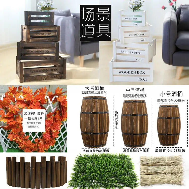 

Customized Halloween shopping mall, amusement park block, outdoor pumpkin straw wine barrel fence, wooden frame, maple leaf