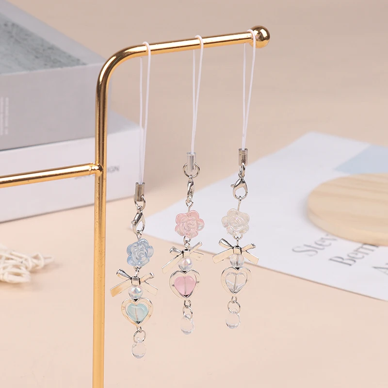 

Y2K Aesthetic Mobile Phone Chain Cute Sweet Handmade Beaded Phone Lanyard For Girls Cell Phone Charm Keychain Gifts