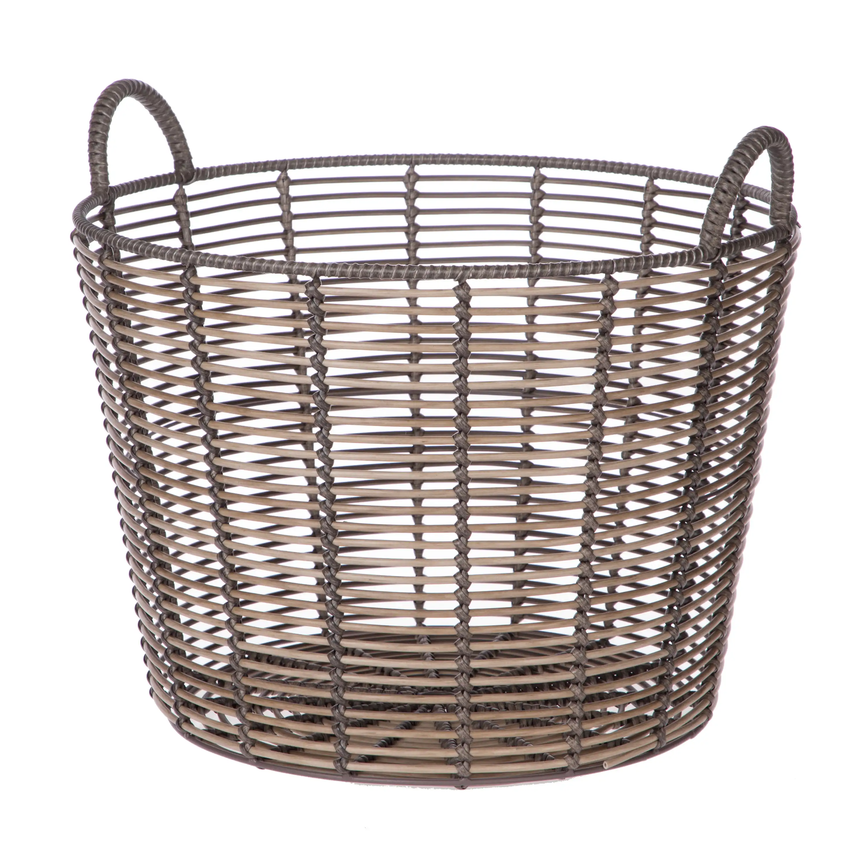 

Extra Large Round Poly Rattan Storage Basket with Handles