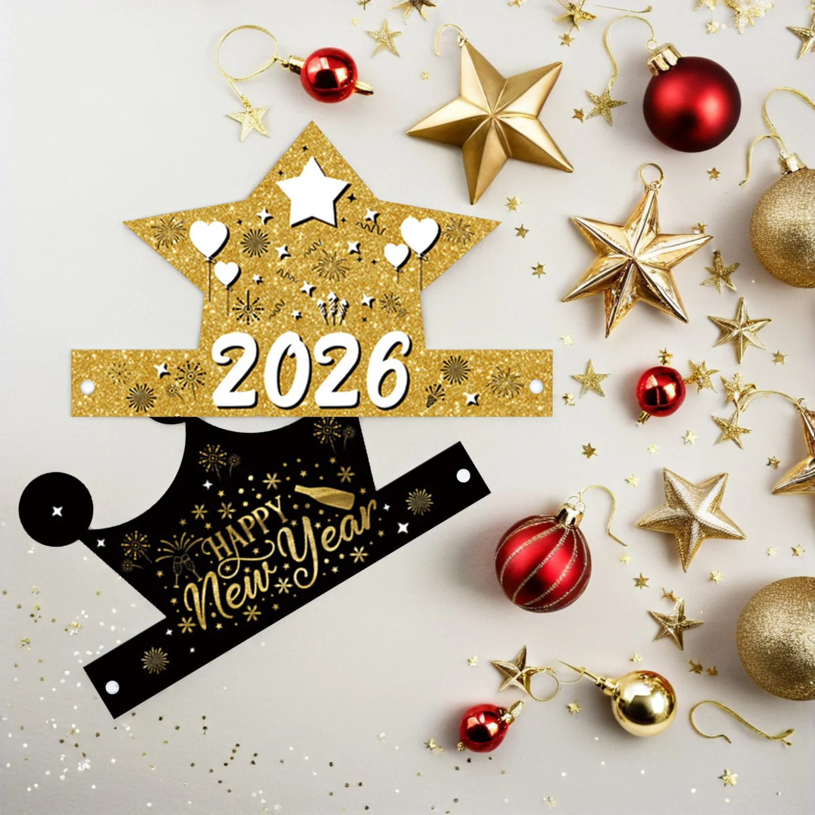 

12Pcs New Year Eve Party Hats Fun Paper Crowns for Family Gatherings Outdoor Indoor Celebrations Photo Keepsakes
